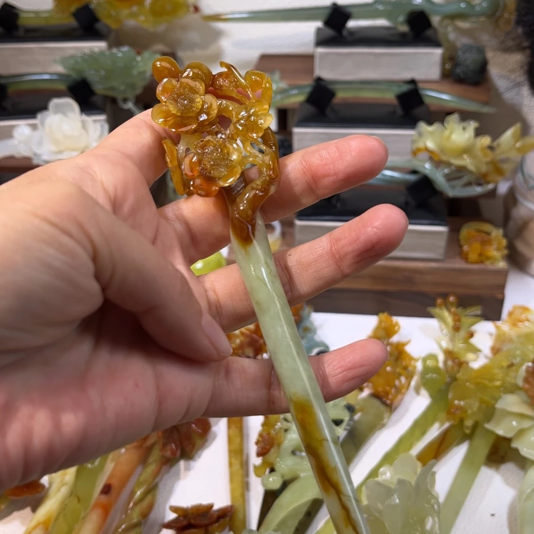 蛇纹石玉发簪合金