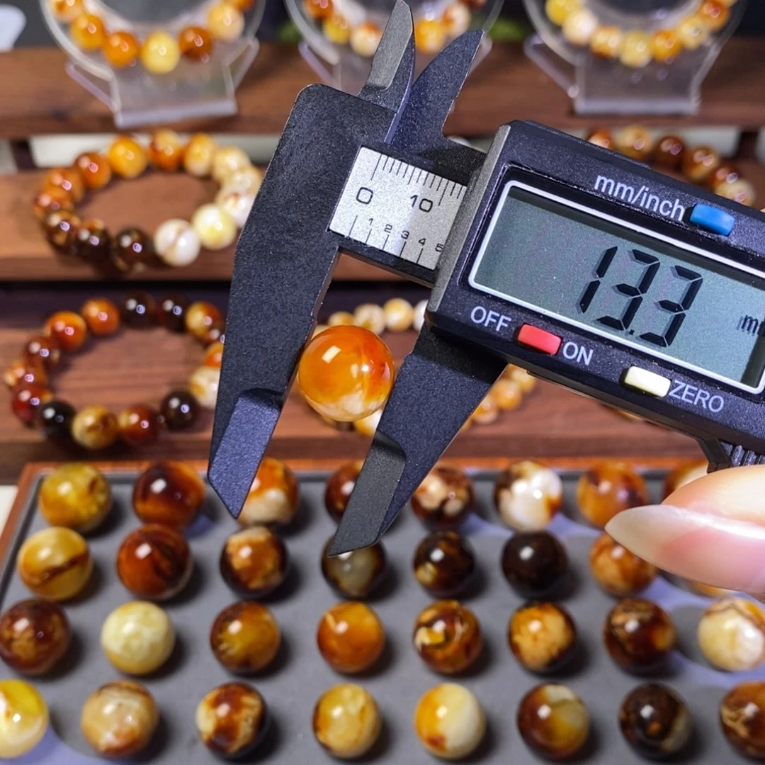 蜜蜡未镶嵌裸石沁色蜜蜡单珠