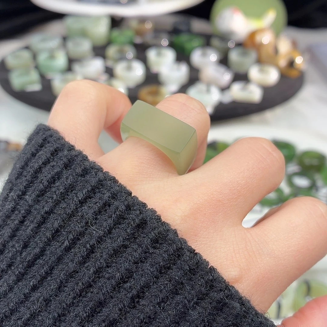 和田玉未镶嵌戒指S93晴水马鞍17.2