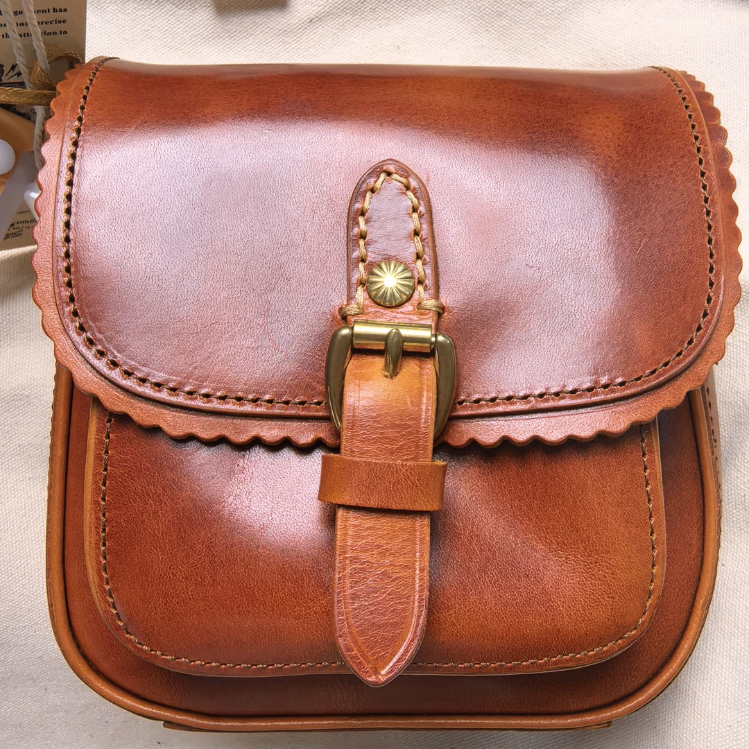 制道斜挎包复古风经典马鞍包休闲单肩水洗个性棕色日系风