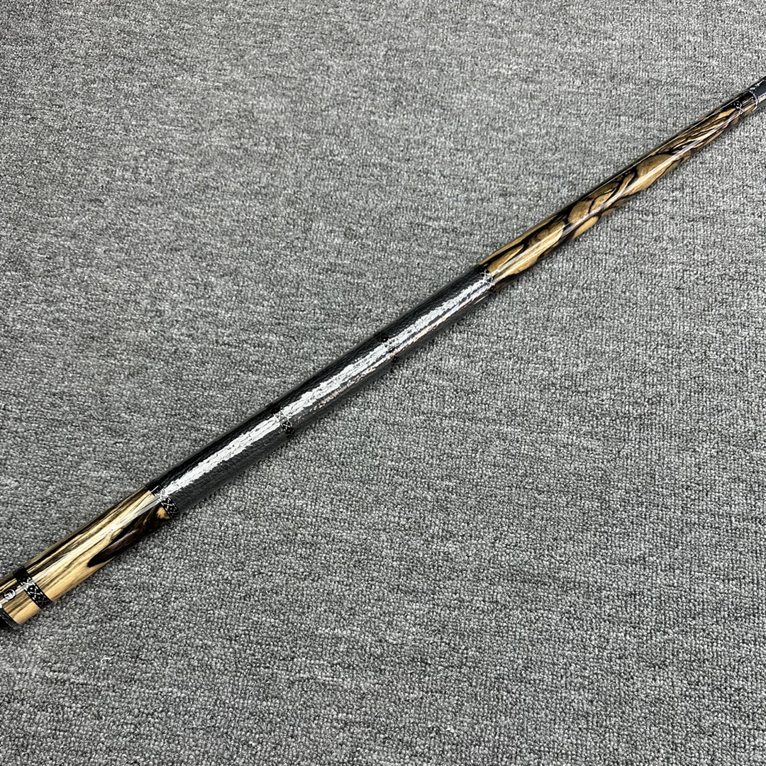 福杆三段式黑白檀素面中式八球九球追分分体二分之一大头杆九球杆