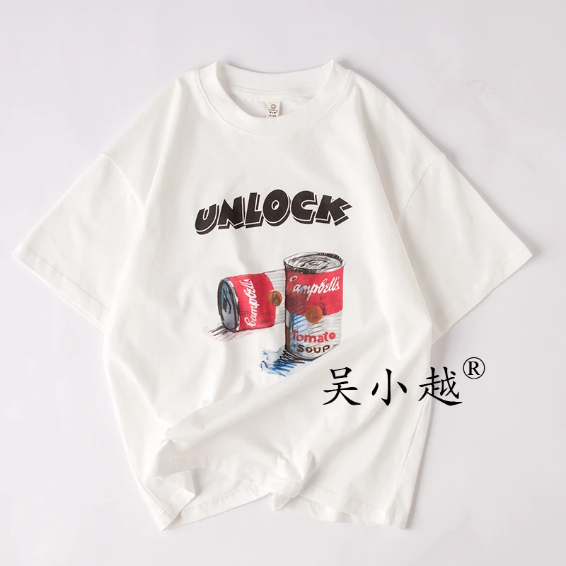 吴小越w1520男童夏款圆领宽松无感数码印花冰感棉t恤短袖中大童