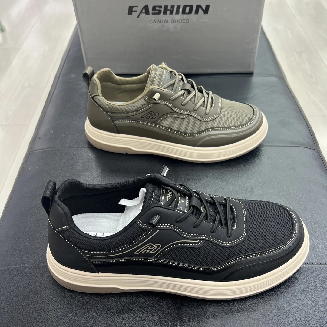 一脚蹬爸爸鞋软底休闲增高系带夏季透气休闲板鞋潮流鞋子潮鞋布鞋