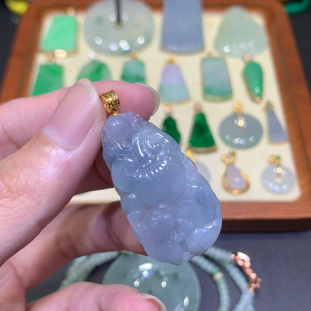 翡翠18K金镶嵌吊坠(不含链)