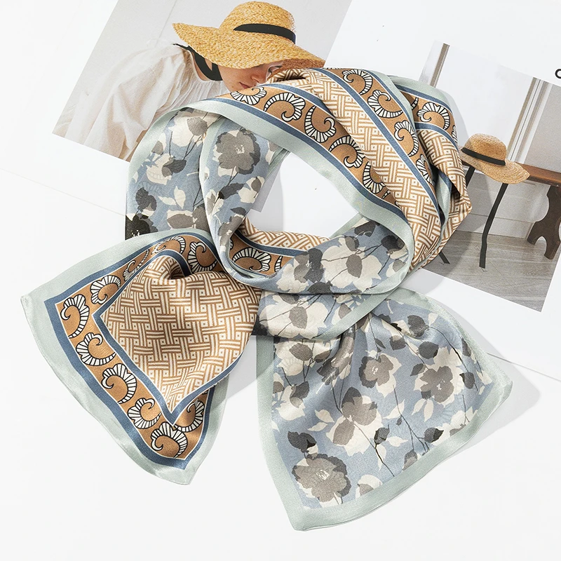 上海故事春季2025新款真丝100%桑蚕丝绑发带小长条飘带花影柔光