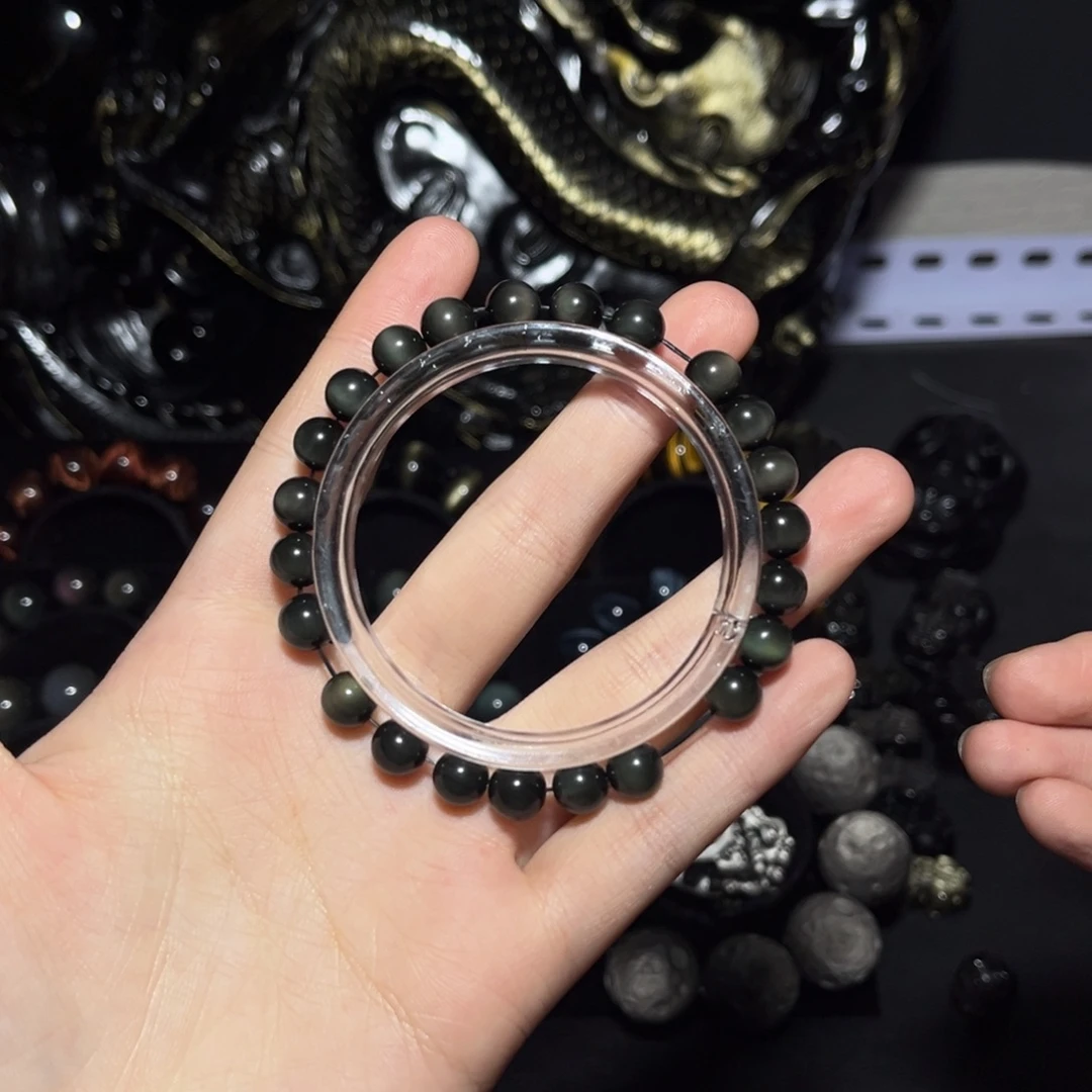 民***忌黑曜岩未镶嵌手链