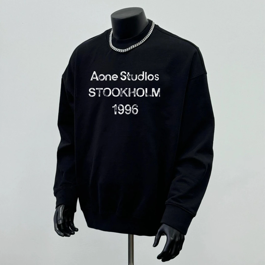 秋冬新款480G加绒加厚保暖1996印花宽松休闲痞帅黑色男士长袖卫衣