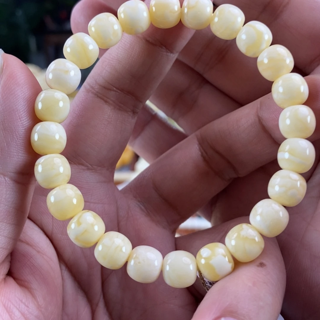 琥珀未镶嵌珠宝奇石9同料老型手串10.4