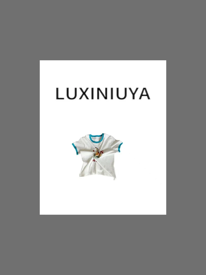 【LUXINIUYA】法式一夏 春夏新款100棉重工手工串珠短袖T#CX2546