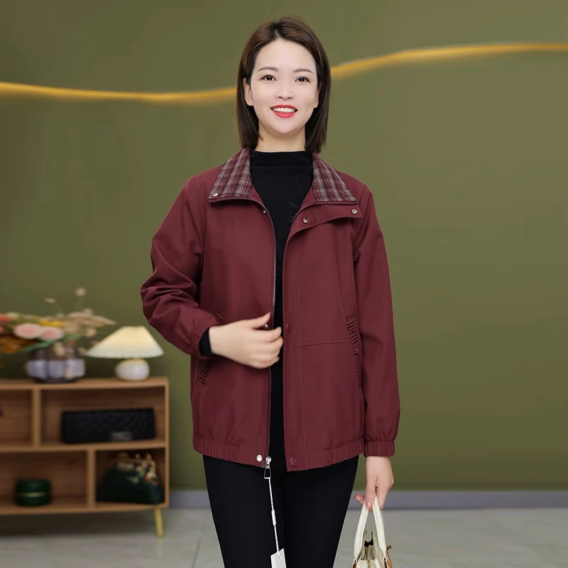 A004新款轻奢春季女装短款休闲秋季外套气质减龄时尚中年大码外套