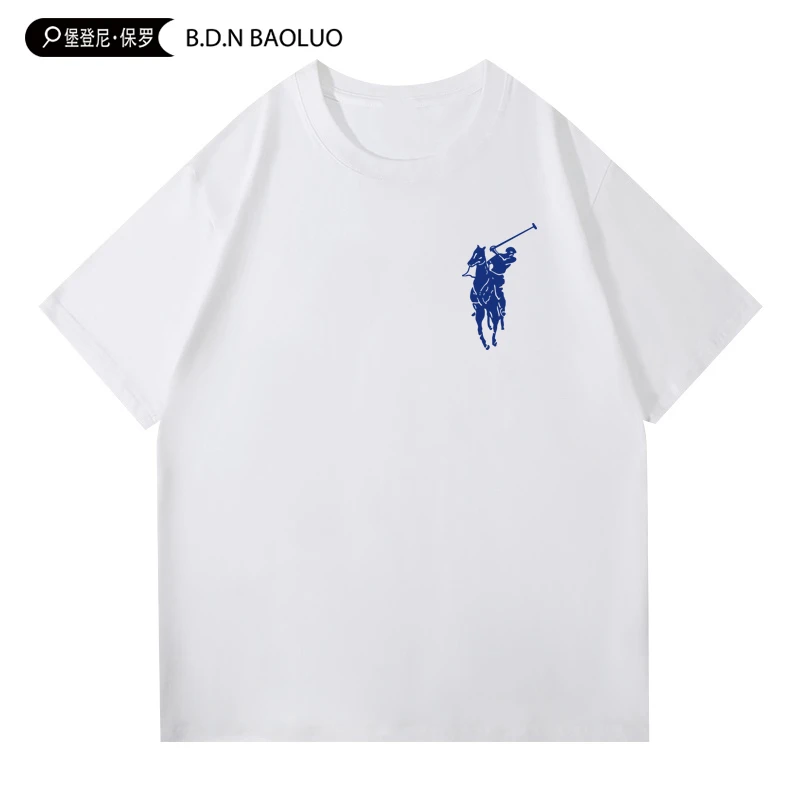 【刺绣】保罗纯棉T恤夏季男女同款短袖圆领针织情侣百搭休闲美式