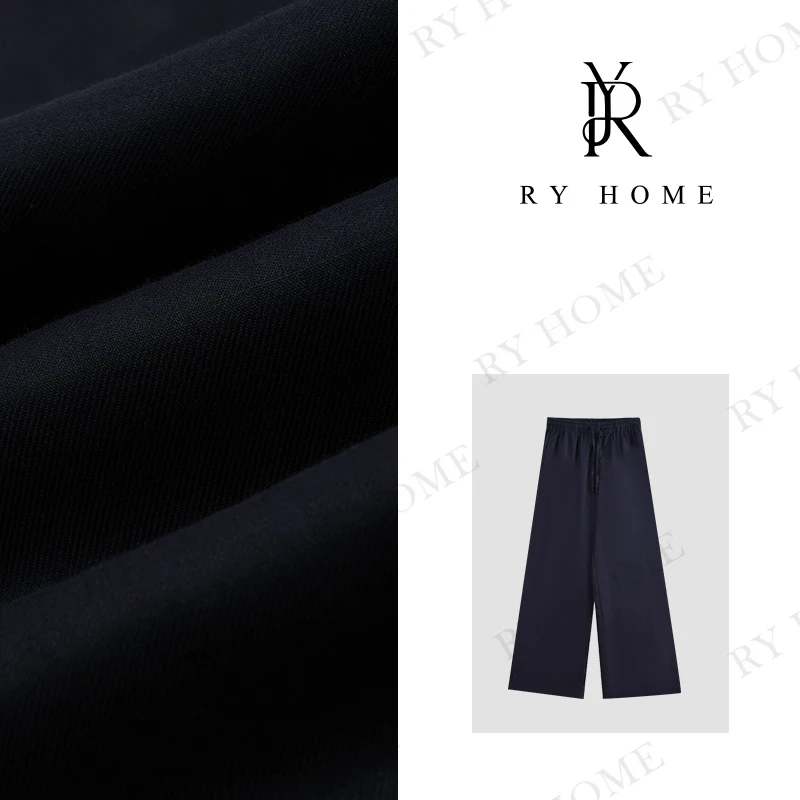 【容雨RYHOME】“墨遥”100%苎麻夏季松紧腰抽绳阔腿休闲裤24K2192