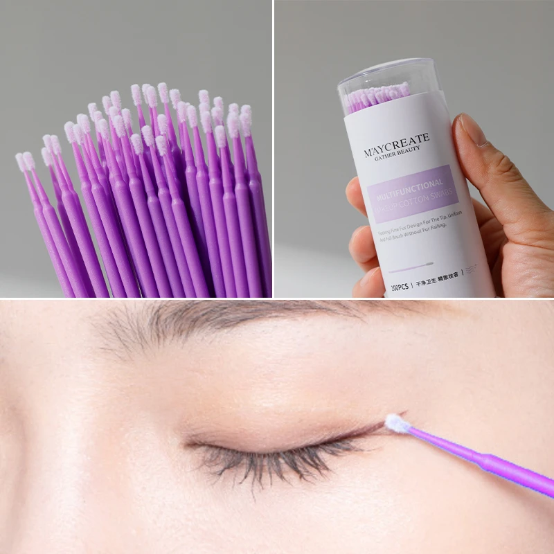 茉语小头细便携一次性眼线刷化妆刷眼妆修改擦眼线清洁棒尖头细节