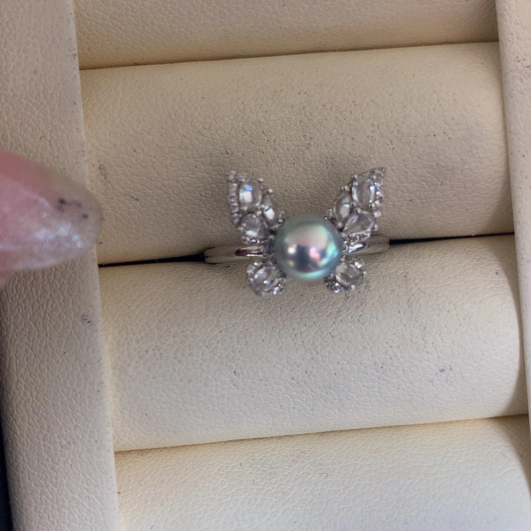 银S925镶嵌海水珍珠戒指