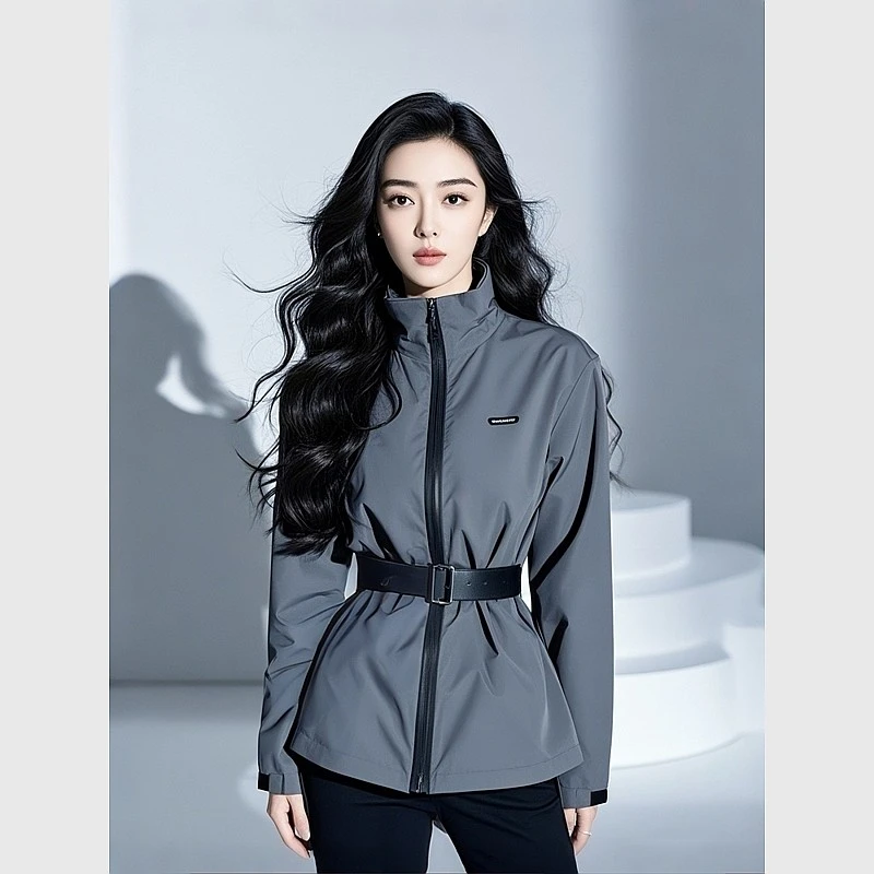 小众独特超好看小个子气质御姐炸街小香风灰色冲锋衣外套女春秋款