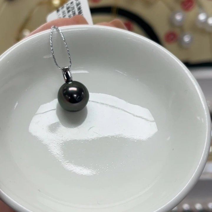 海水珍珠银S925镶嵌颈饰大溪地10-11m15号