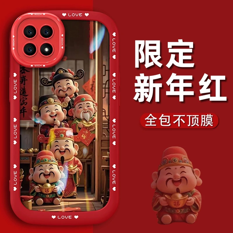 适用于opporeno4se手机壳五福财神喜临门泡芙壳2025新年高级感