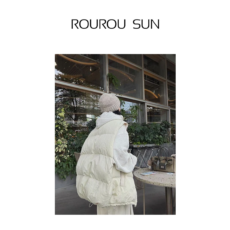 8557韩版简约休闲洋气百搭单排扣道袍棉马夹女保暖宽松上衣