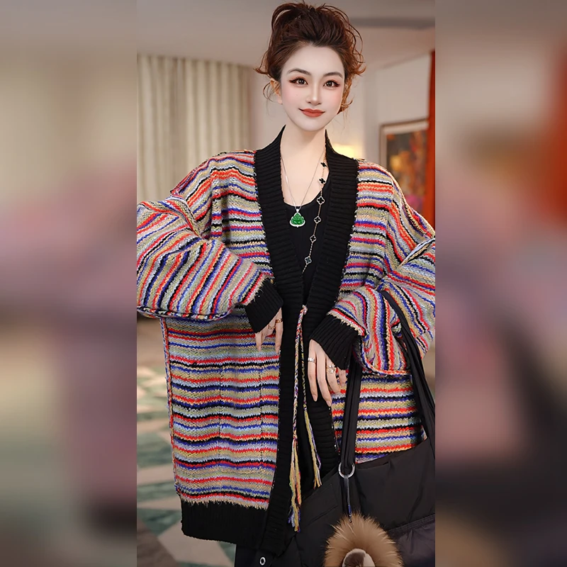 【Linda姐高端线】秋冬时尚洋气慵懒双面穿针织开衫AF5ZKS0285