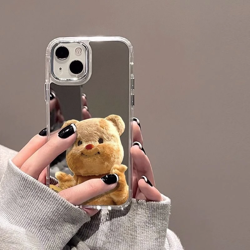 苹果/华为/小米/VIVO/OPPO新款创意网红电镀镜面黄油小熊软手机壳