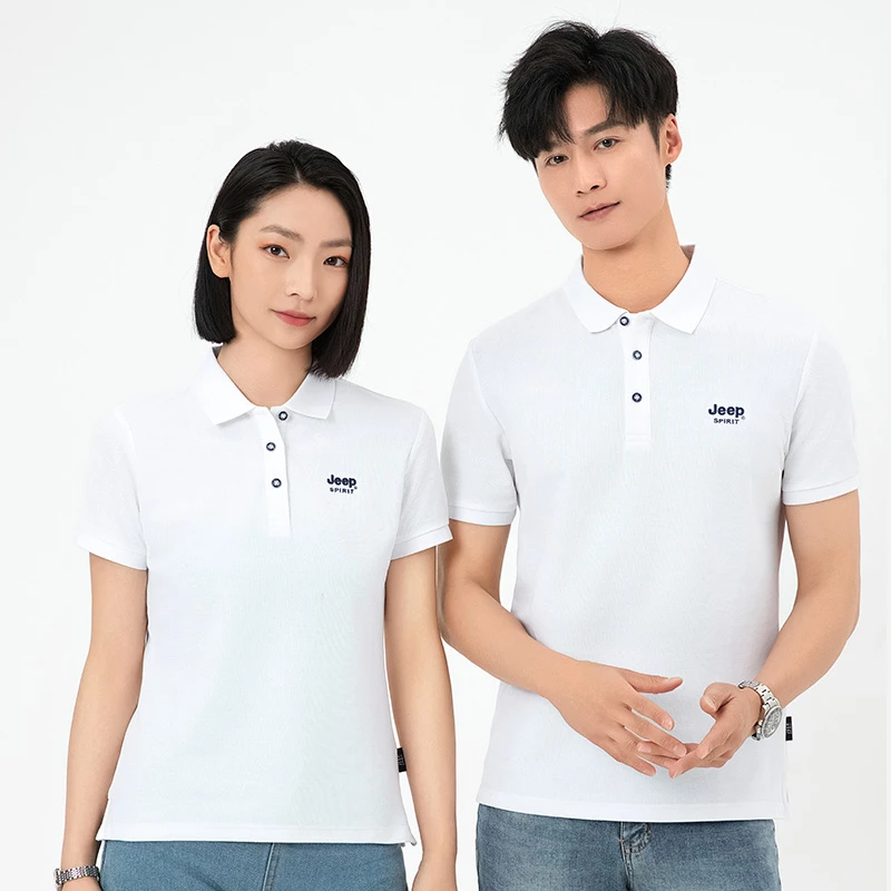 jeep吉普男士短袖棉T恤夏季服装新款休闲运动高级翻领POLO衫