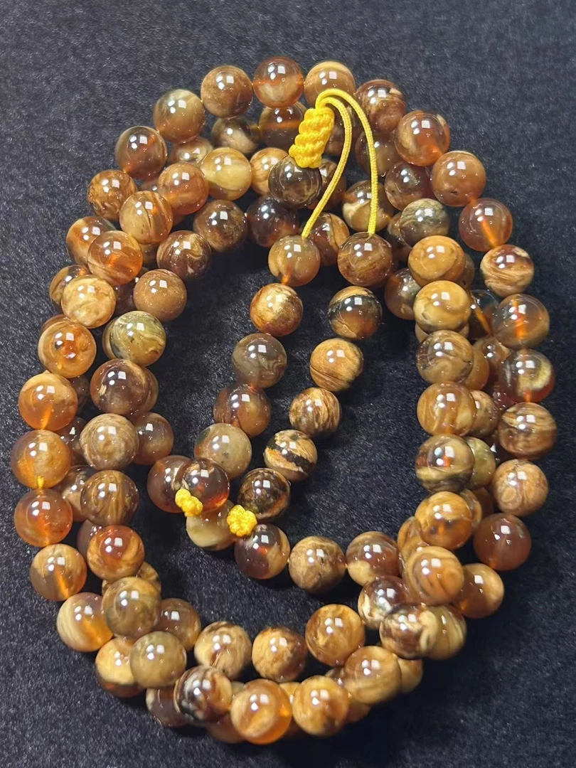 【萍姐珠宝】缅甸琥珀天然原矿精品特色妖花溶洞蜜链