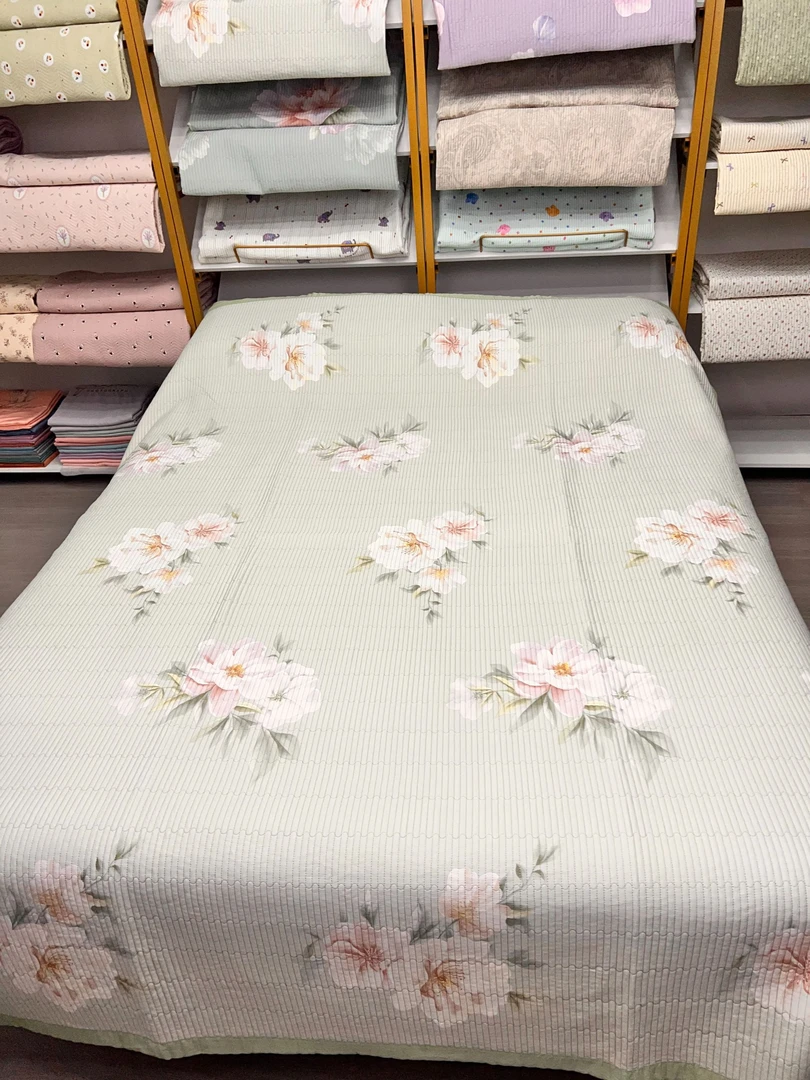 2025新款双面天丝莫代尔斜纹印花床盖绗缝可水洗大床