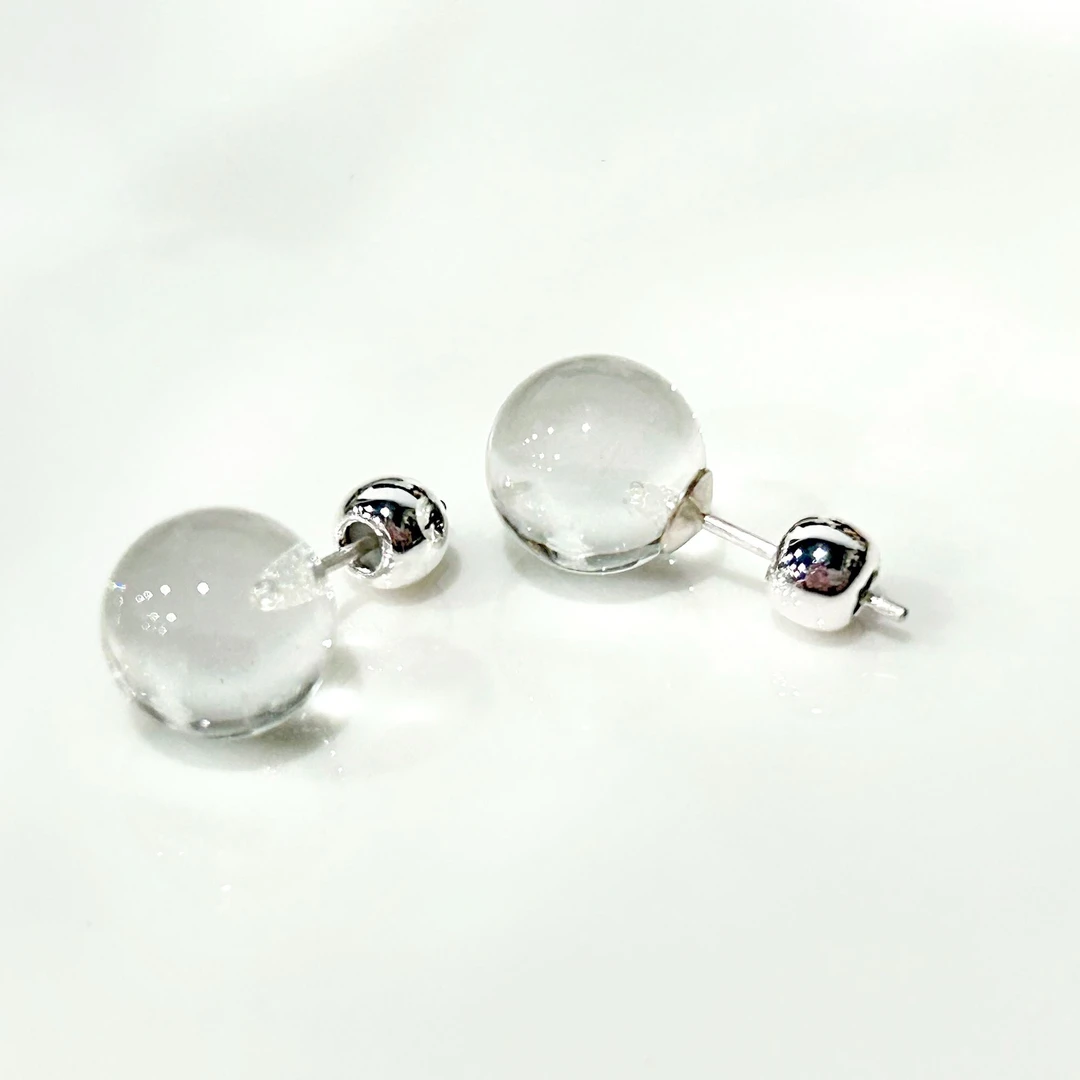 铜合金琉璃耳饰  4428西洋中古风 vintage复古透明珠珠耳钉