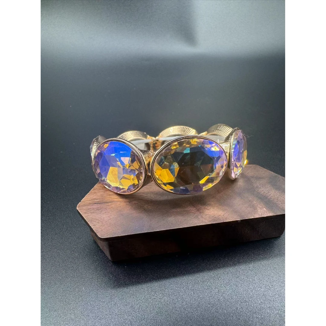 铜合金亚克力手镯 铜合金亚克力 5296 气质高雅椭圆形手镯