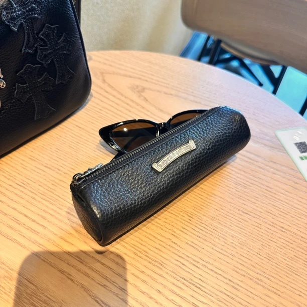 Misshoney 精致小笔袋 墨镜眼镜收纳袋 进口头层牛皮真皮黑色