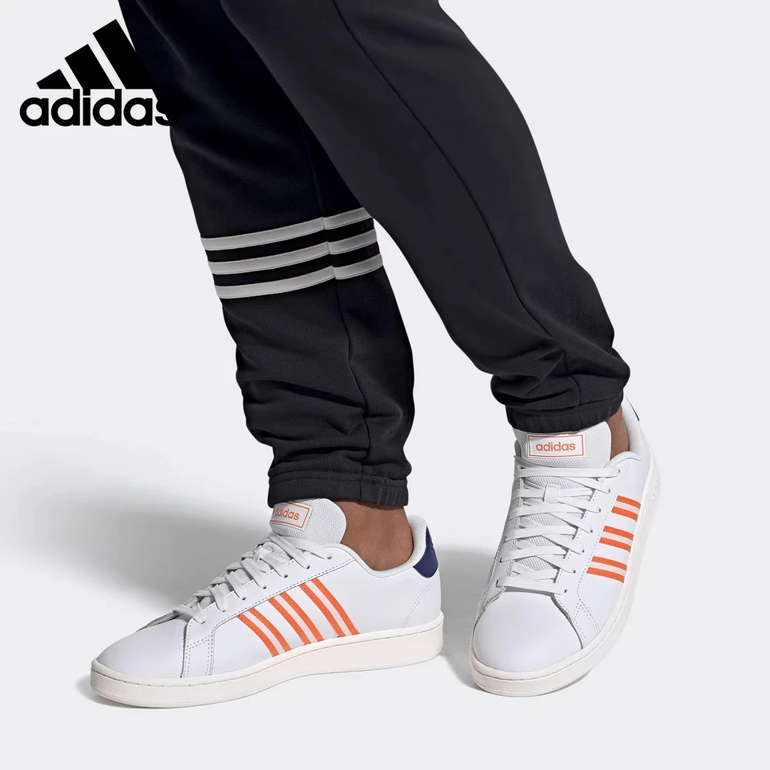 【微瑕】adidas 复古休闲 低帮 板鞋 男款 白橙 EH2058