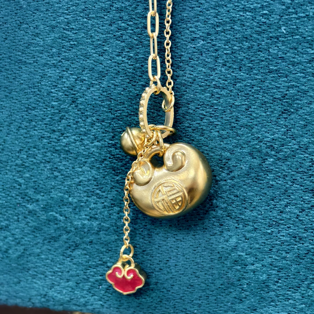 【周老板】足金祥云铃铛胖福项链