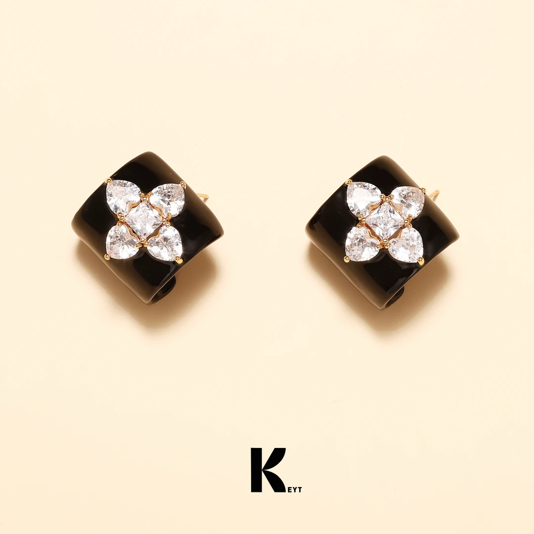 KEYT 铜合金锆石耳饰 原创“old money”金银双色耳环【粉丝福利】