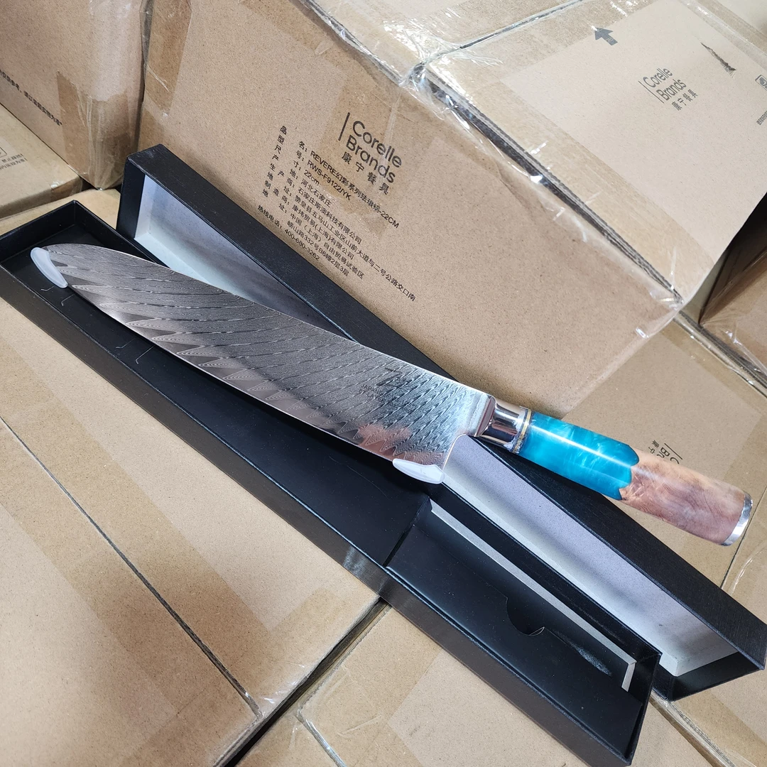 【长38cm】摩瑟DP【蓝色把手大马士主厨刀架】HAZC玻璃花瓶摆件陶瓷