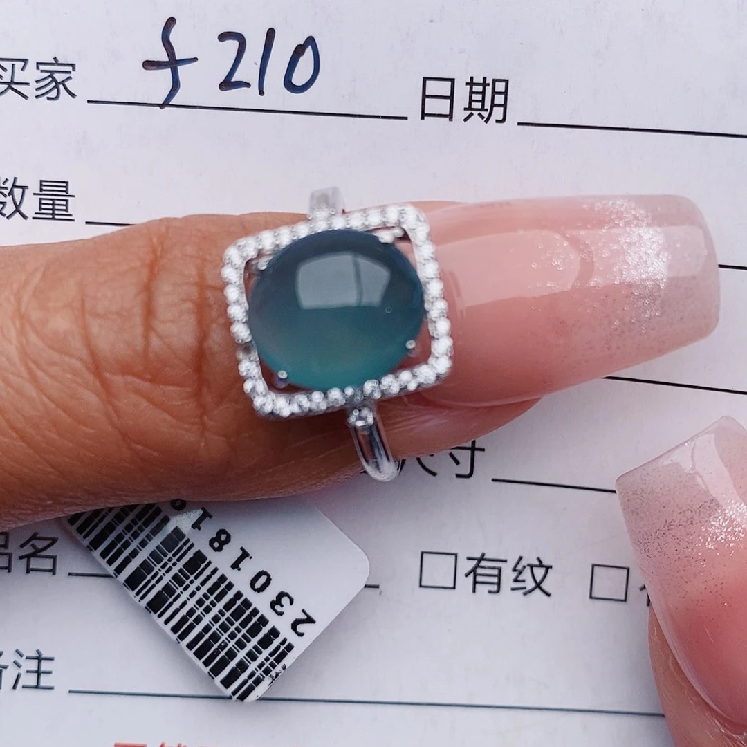 翡翠戒指银S925镶嵌戒指