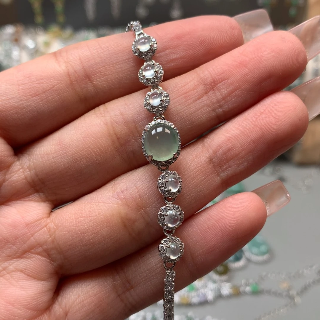 翡翠银S925镶嵌颈饰手链55