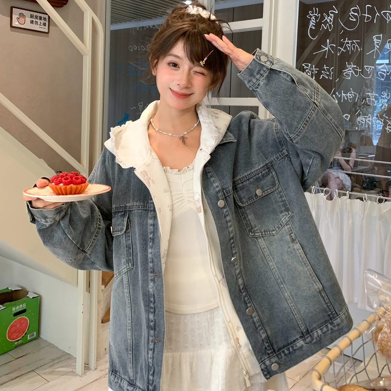 森女部落水洗做旧牛仔外套女2025新款经典休闲百搭长袖宽松上衣秋