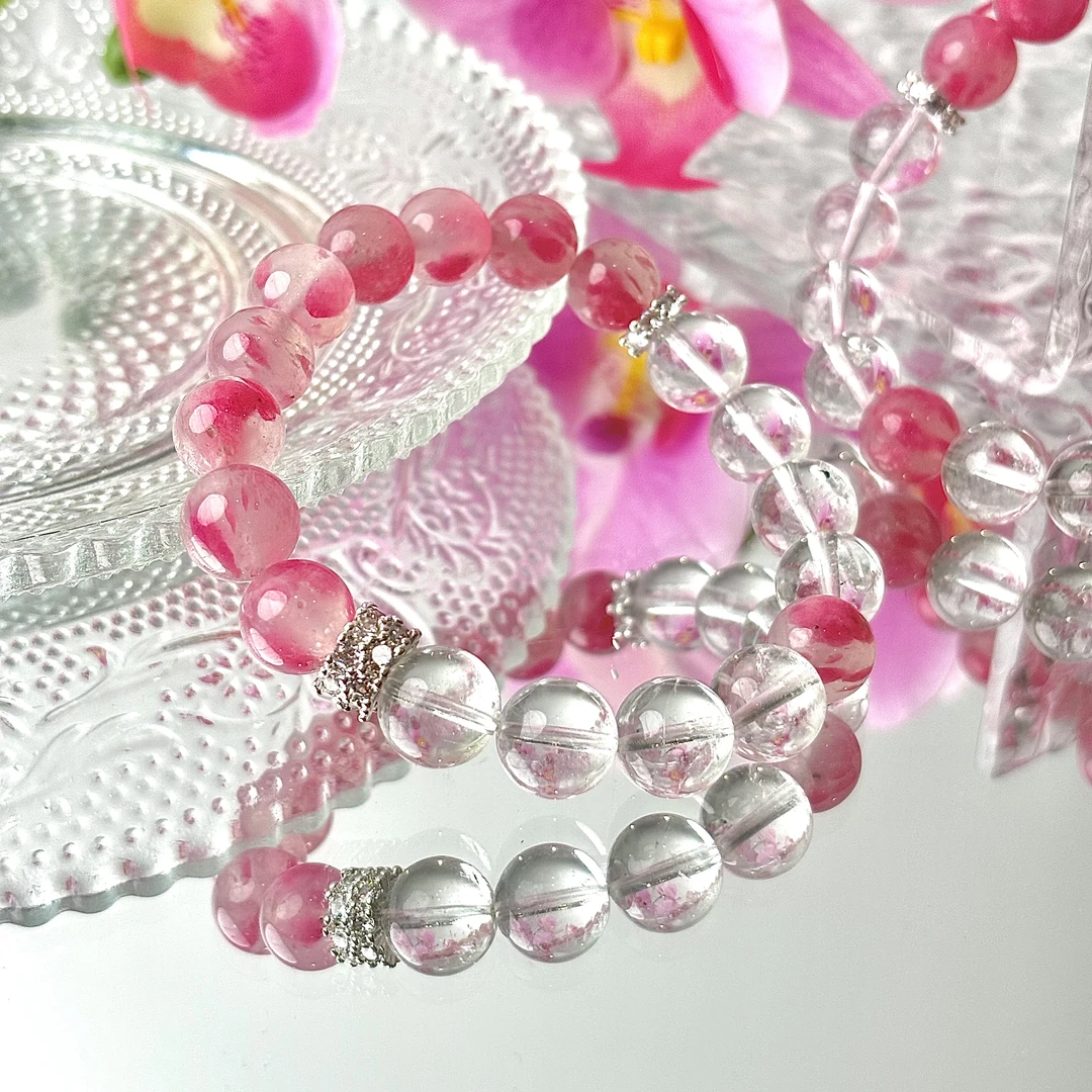 【社交天才】白水晶蔷薇石10mm手串面小仙多样性发其一Z