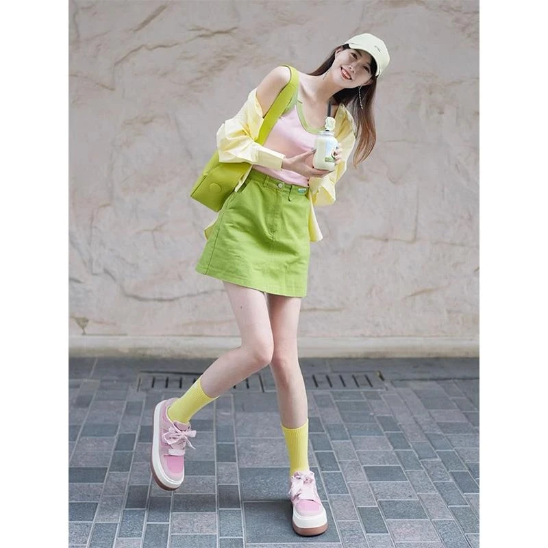 七夕夏装搭配一整套洋装子女夏天茶系奶系小个子夏日多巴胺穿搭套