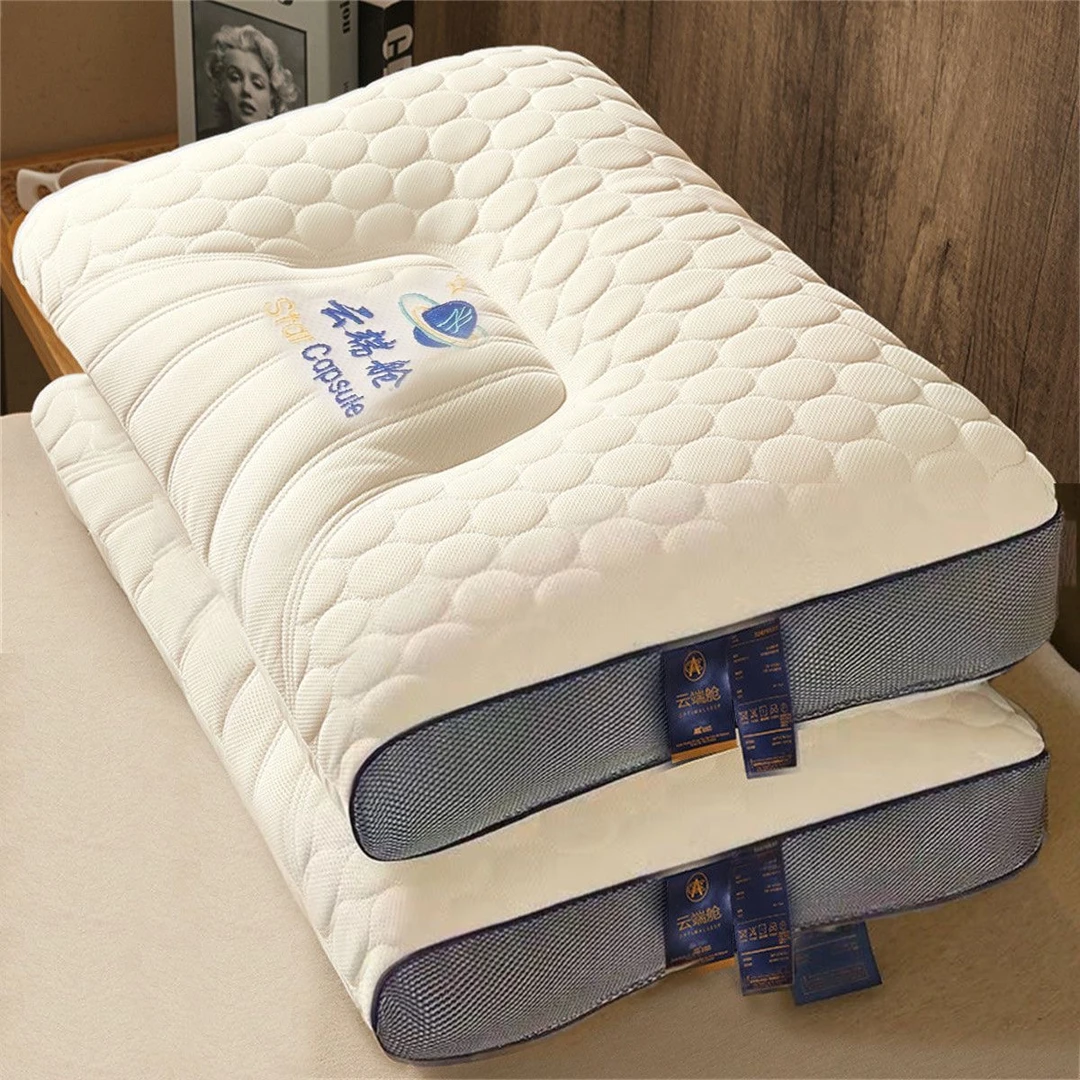 针织太空舱枕头一只家用护颈椎助睡眠宿舍学生整头单人成人枕芯男