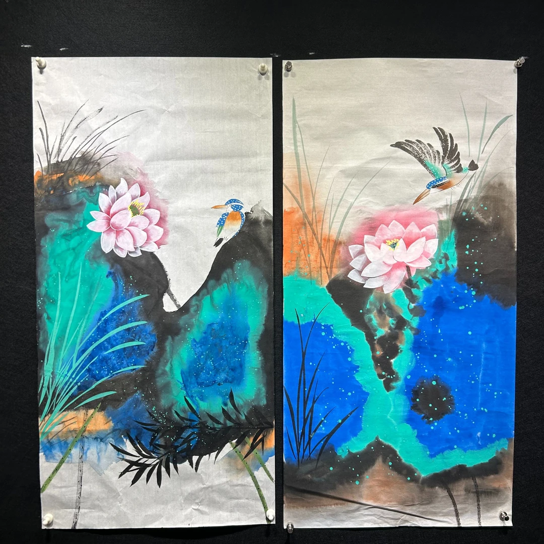 【幸福，美满一对】张静老师书画作品-横版 画芯：100*50