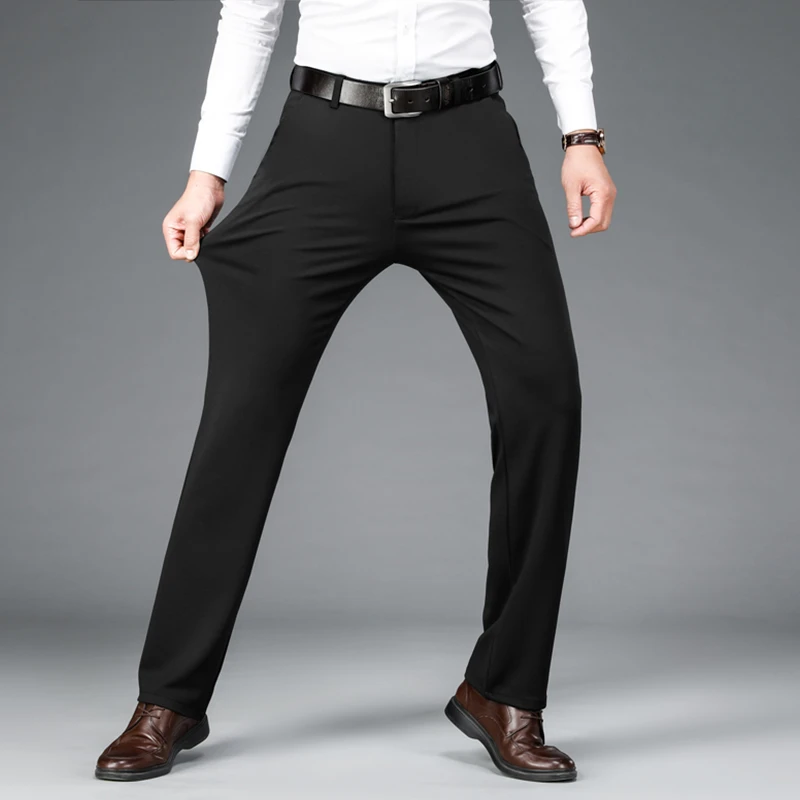【老爷车】男士中老年弹力西装裤修身直筒夏季休闲宽松商务西裤