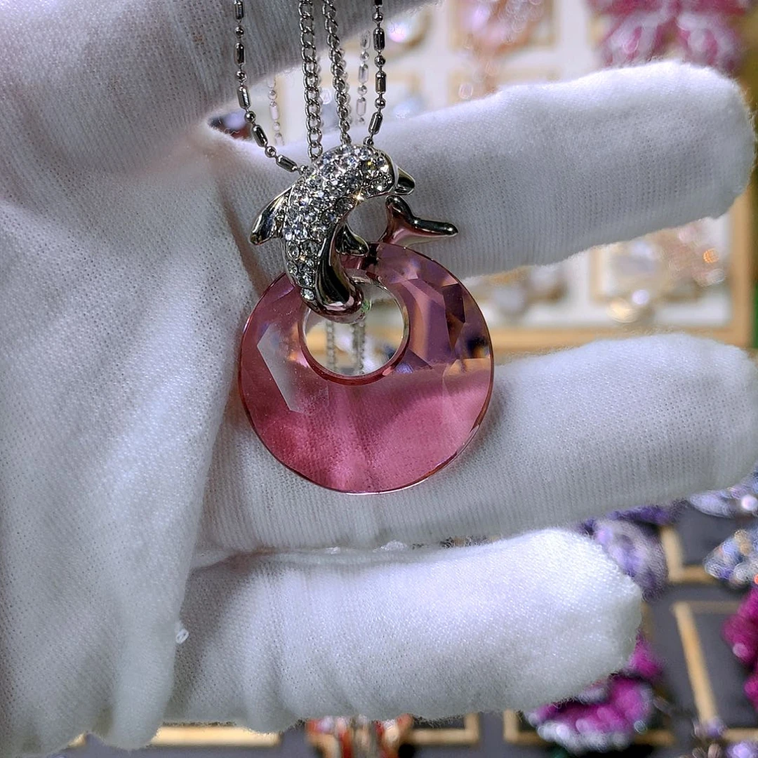 合成立方氧化锆铜施华洛水晶毛衣链