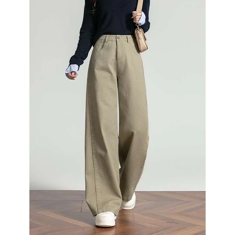 高级感气质阔腿裤女2025秋季新款修身显瘦休闲女款高腰显瘦弯刀裤