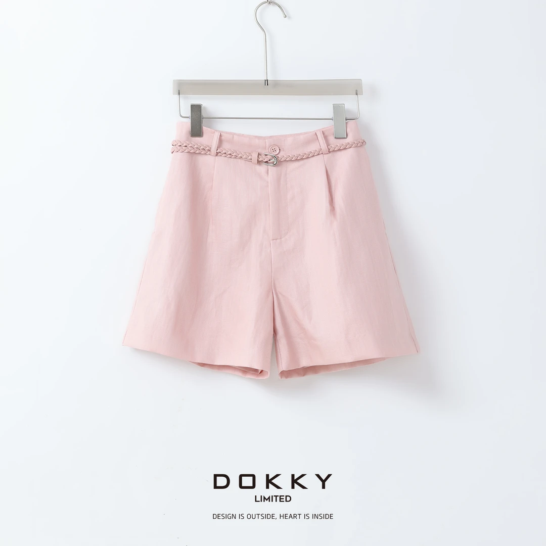 Dokky「西柚莫吉托.紫标」定纺亚麻莱赛尔.手工编织腰带.显瘦休闲裤