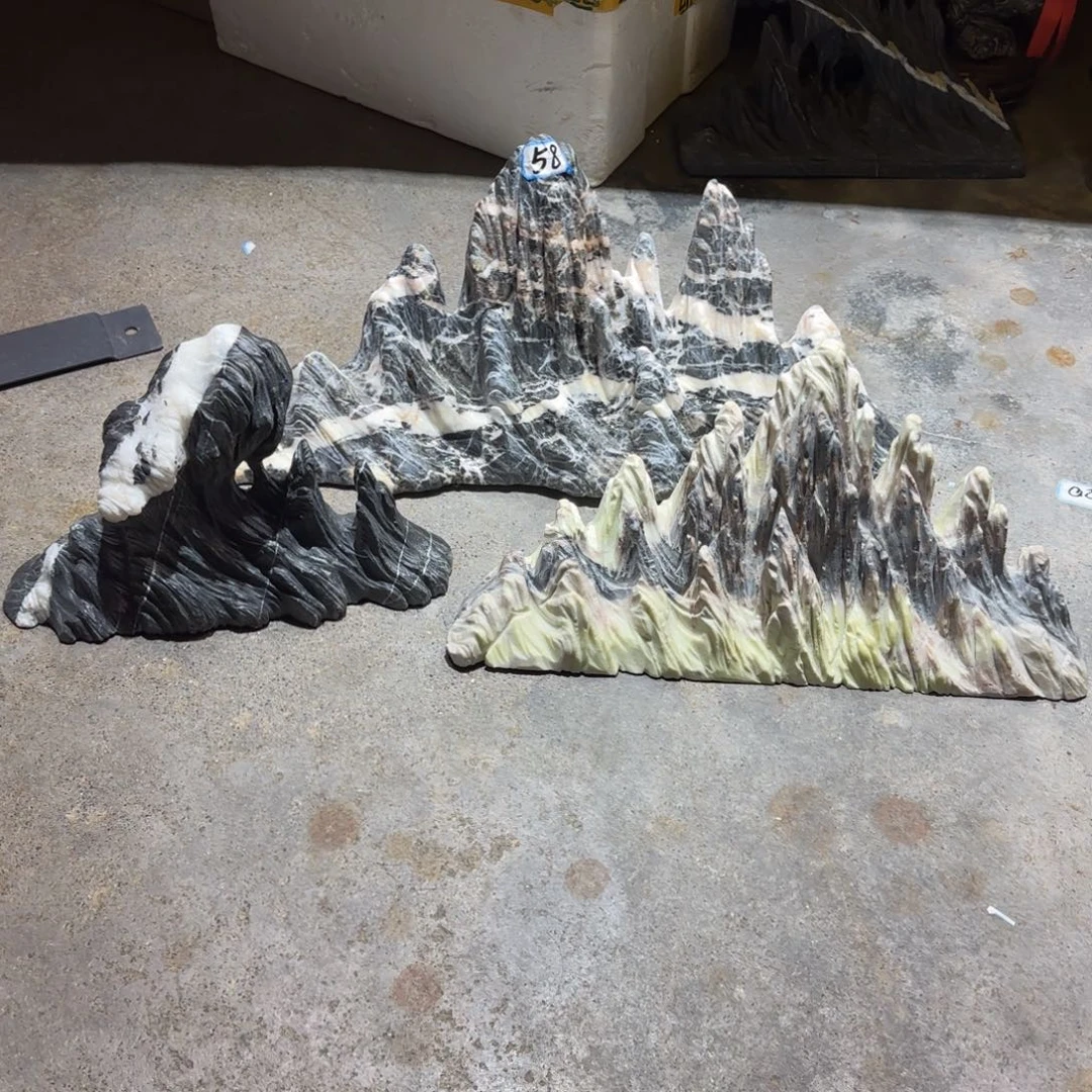 ℡***༒石材鱼缸造景 山峰摆件