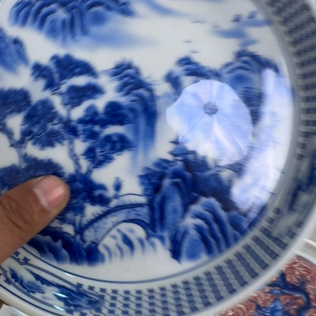 摆件青花山水大壶承