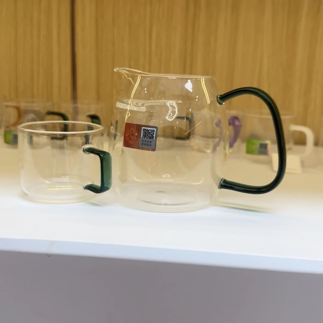 值***得玻璃手工艺品禾器泰然月牙公道杯墨绿色➕清禾杯墨绿两对
