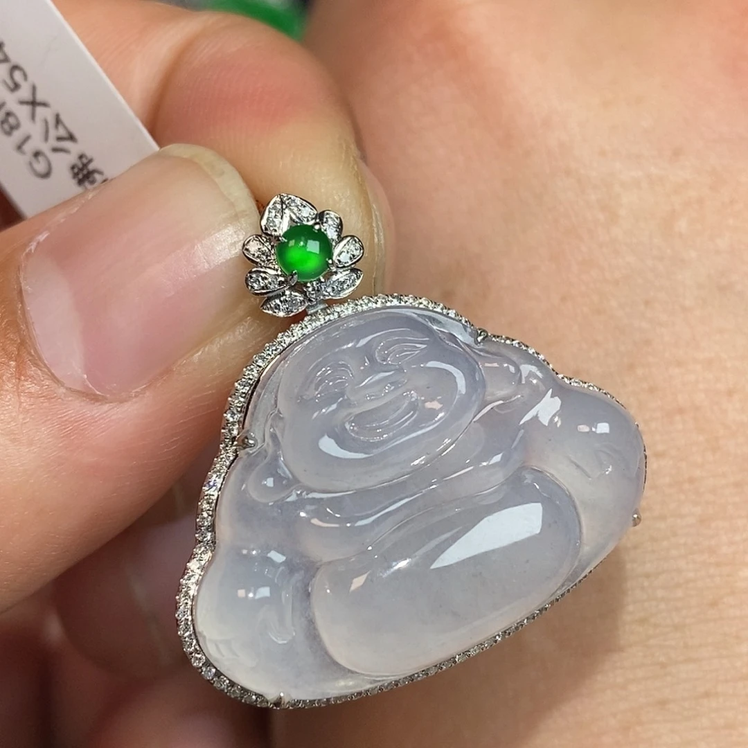 翡翠颈饰18K金镶嵌佛公