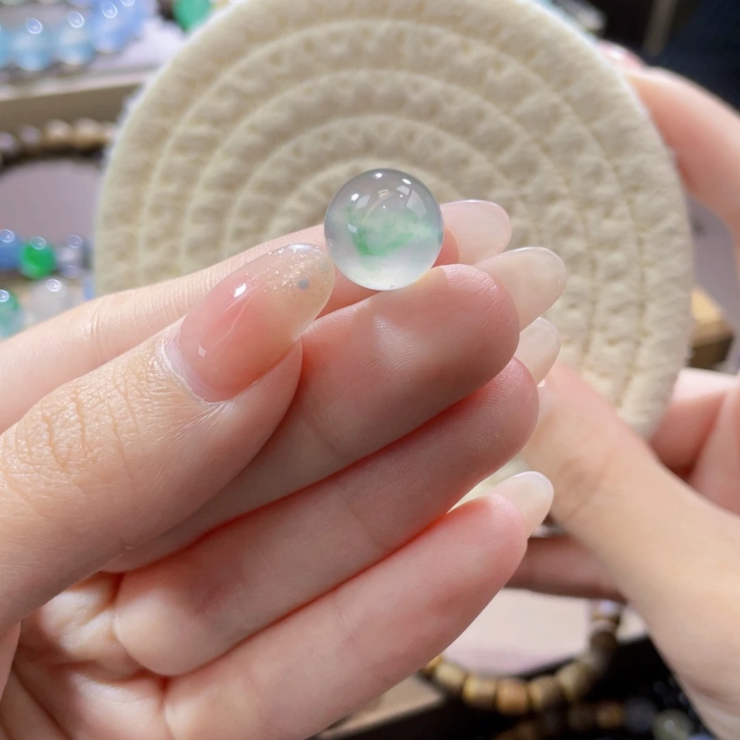 翡翠未镶嵌手链卡12.6冰咖飘绿